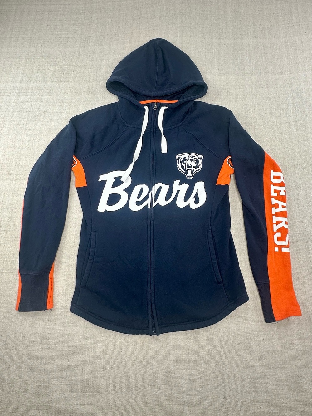 Chicago Bears Hands High Women’s Small Rally Full-Zip Hoodie Slim Fit